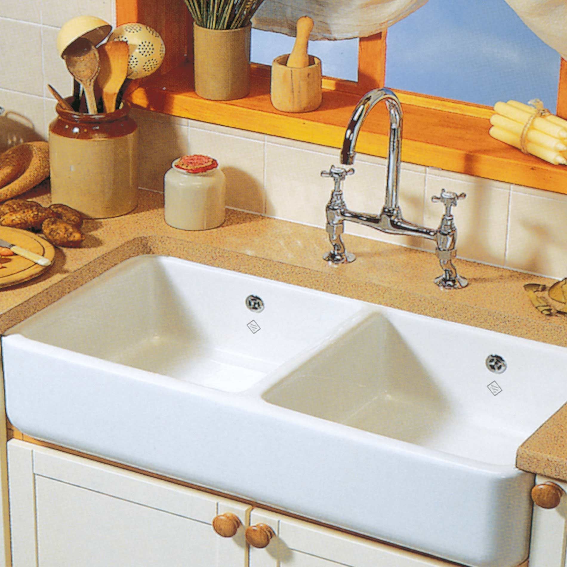 Kitchen Sinks & Taps Shaws Classic 1000 Double Ceramic Sink