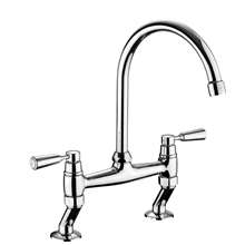 Picture of Rangemaster Traditional Belfast Bridge Mixer TBL3BF/BF Brushed Tap with Brushed Handles