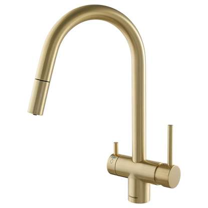 Picture of Clearwater: Clearwater Toledo 3 In 1 Pull Out Filter Brushed Brass Tap