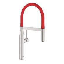 Picture of Grohe Essence Professional Pull-Out Supersteel & Red Tap